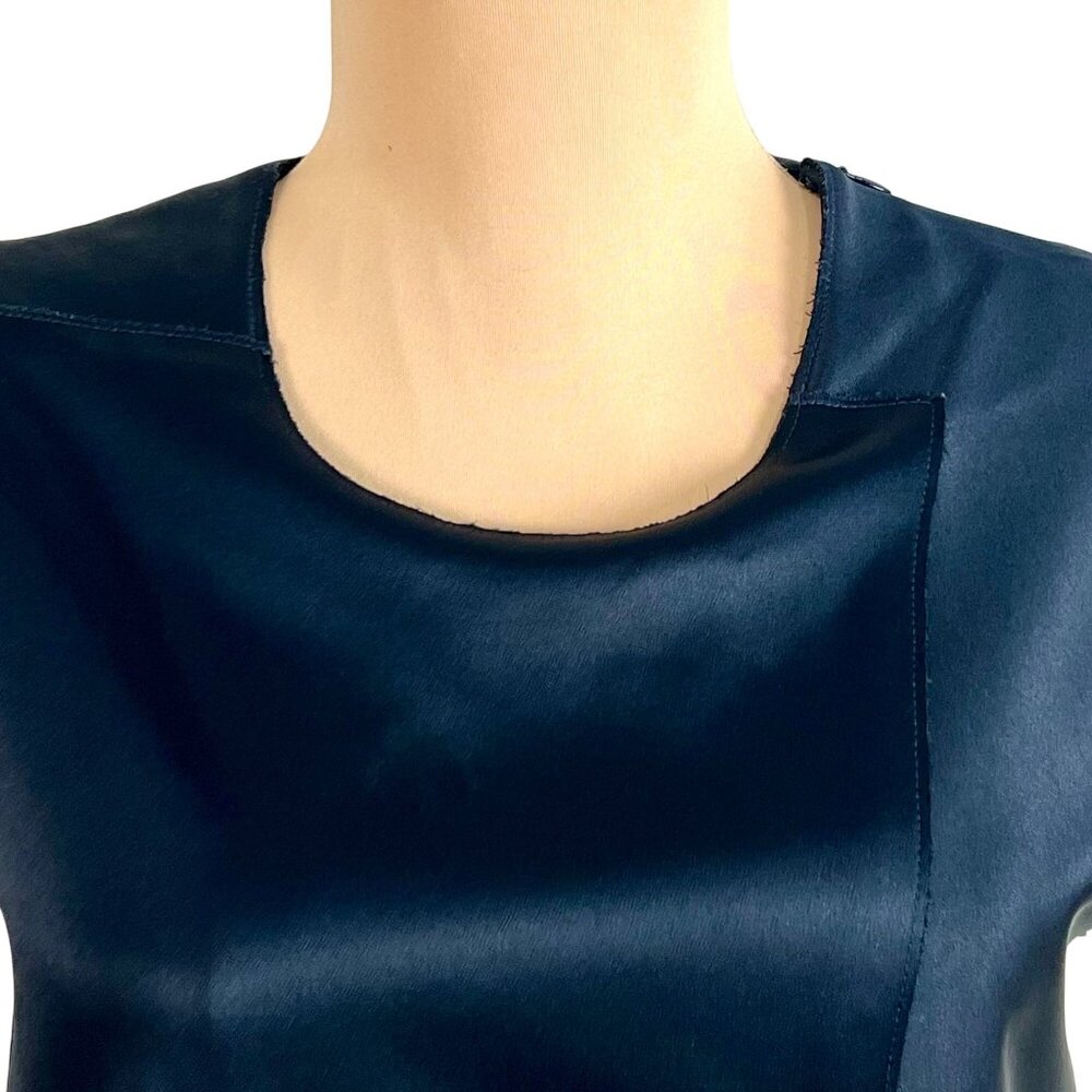 3.1 Phillip Lim Black Asymmetrical Drape Satin Mini Dress Size 6 Quiet Luxury - Picture 6 of 12